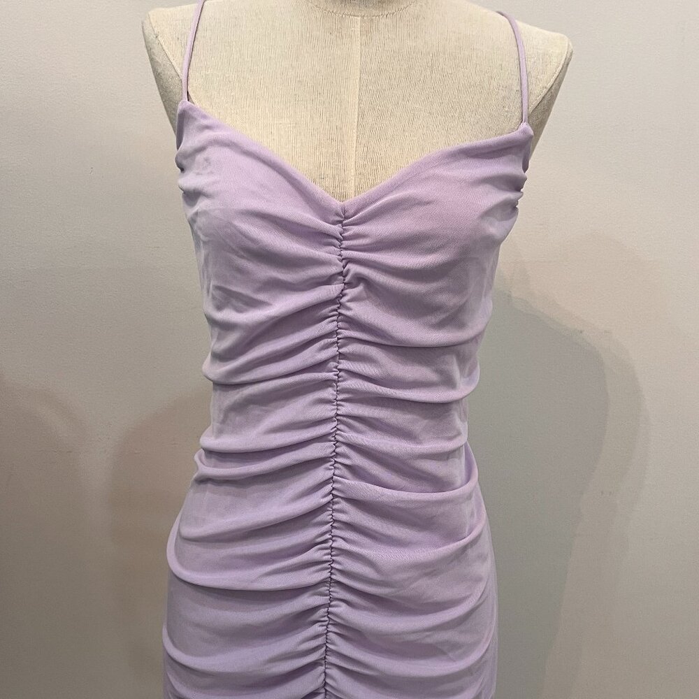 Lilac Lace-up Mini Dress